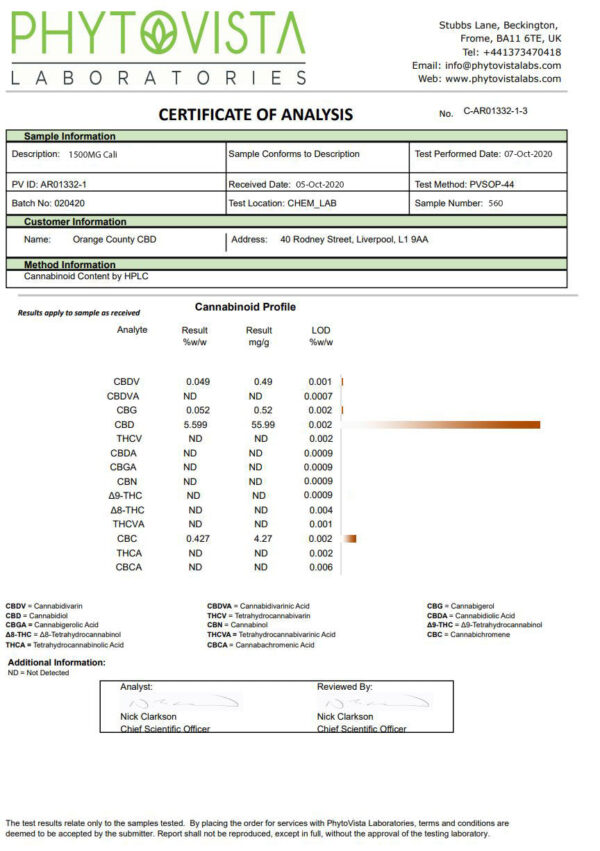 Orange County CBD Cali Range 1500mg CBD 50ml E-liquid (60VG/40PG) - Image 5