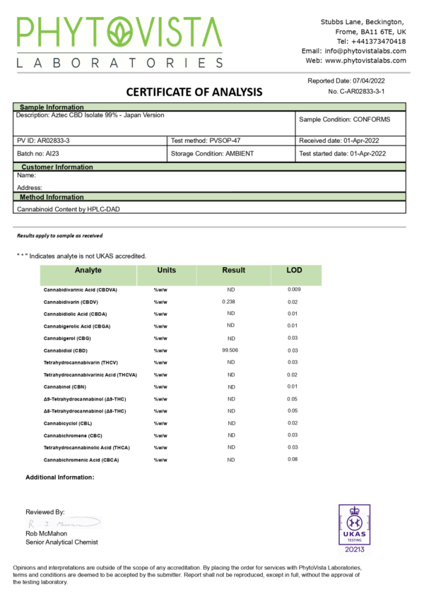 Aztec CBD Isolate 90% 1000mg CBD - 1g - Image 2