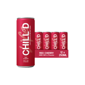 12 x CHILLD 20mg CBD Sparkling Drink 250ml Red Cherry